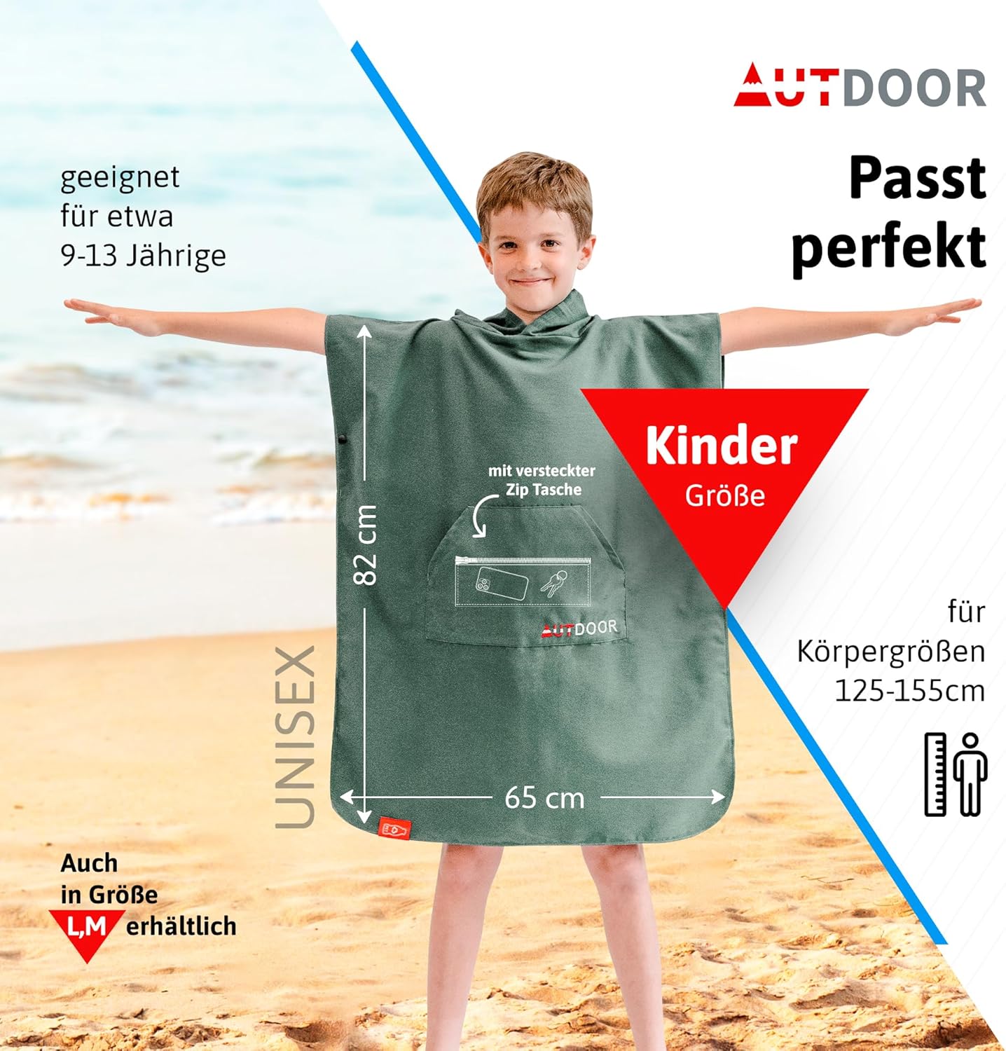 Badeponcho, Kids Grün