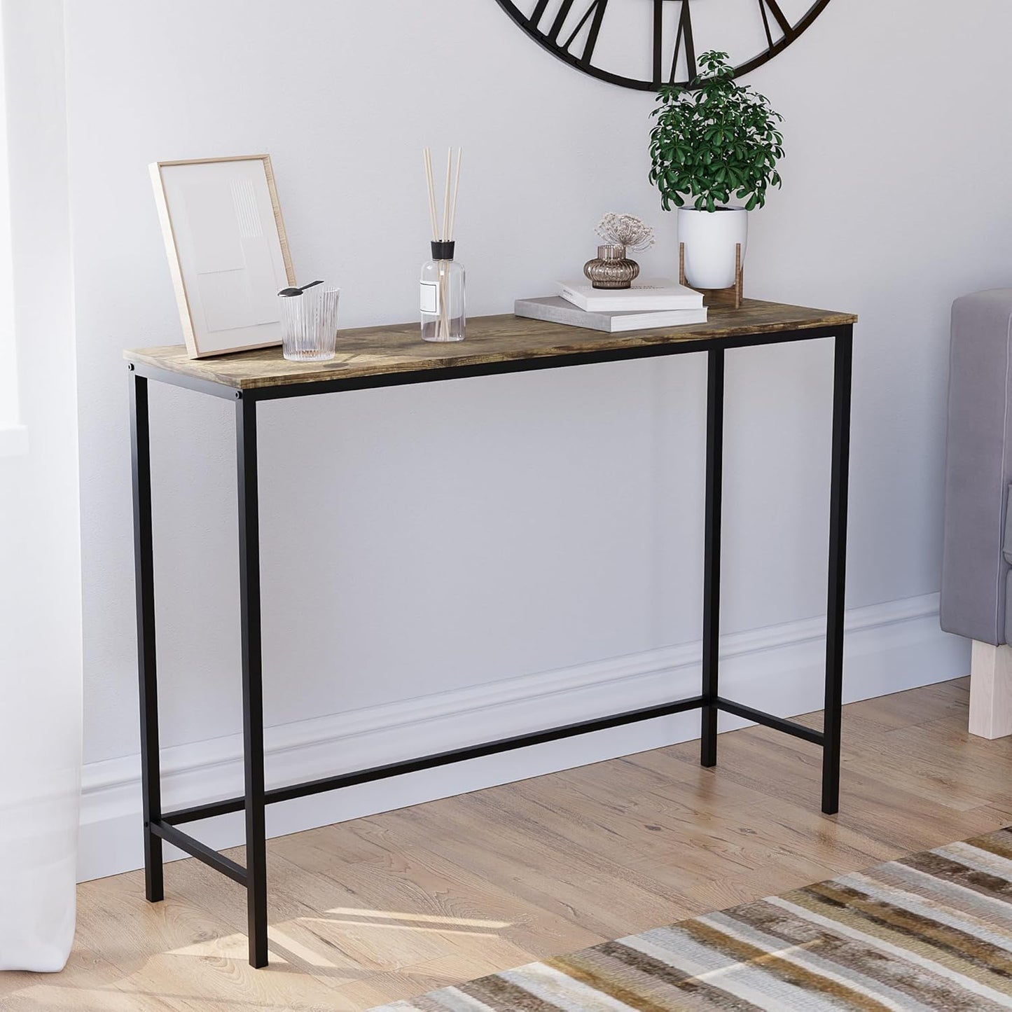 Brooklyn Konsolentisch aus Holz, ohne Schublade, Dark Wood No Drawer