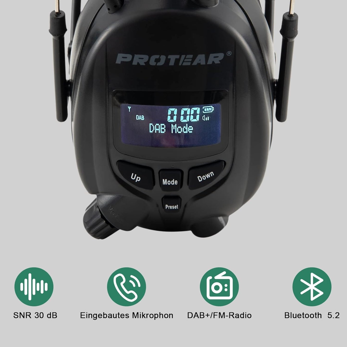 Bluetooth Gehörschutz mit Radio und Freisprechfunktion, Schwarz