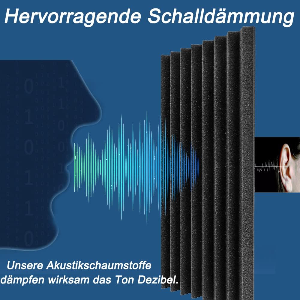 Akustikschaumstoff Platten-Set (12 Stück, 30x30x2,5 cm)