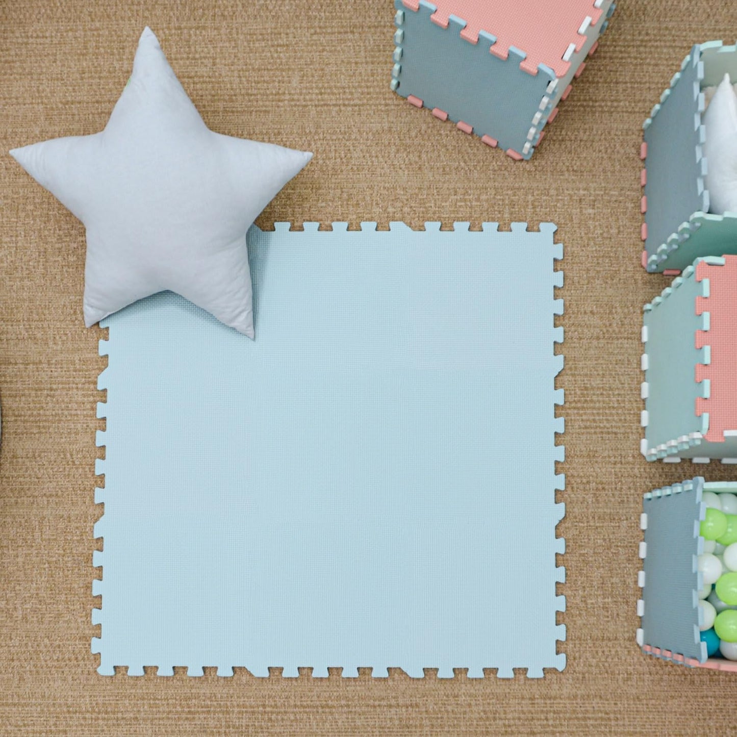 9-teiliges Baby Puzzlematten-Set, Graublau