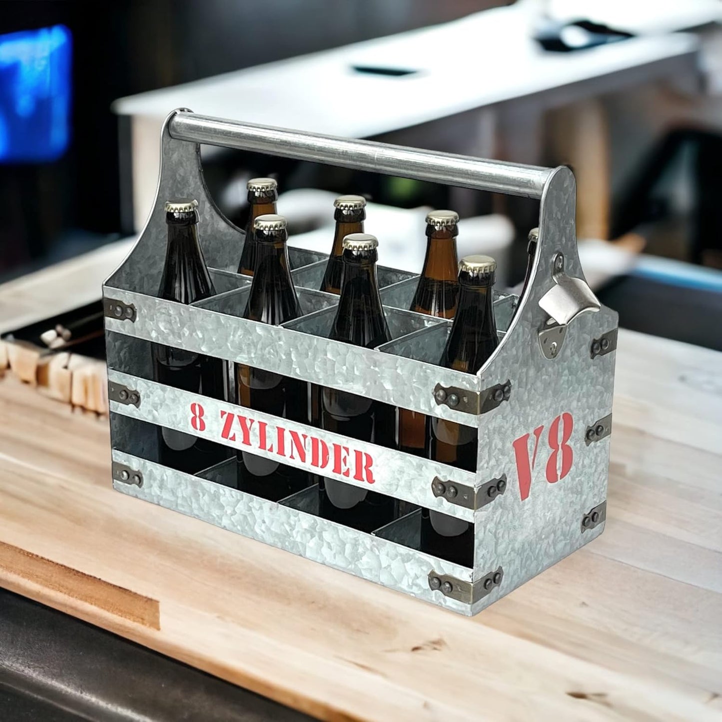 Bierträger mit Öffner V8 Design