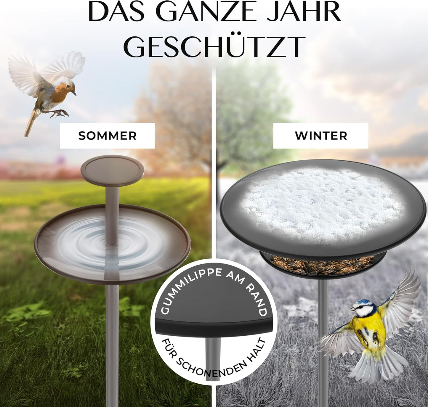 Vogelhaus mit Ständer, Anthrazit