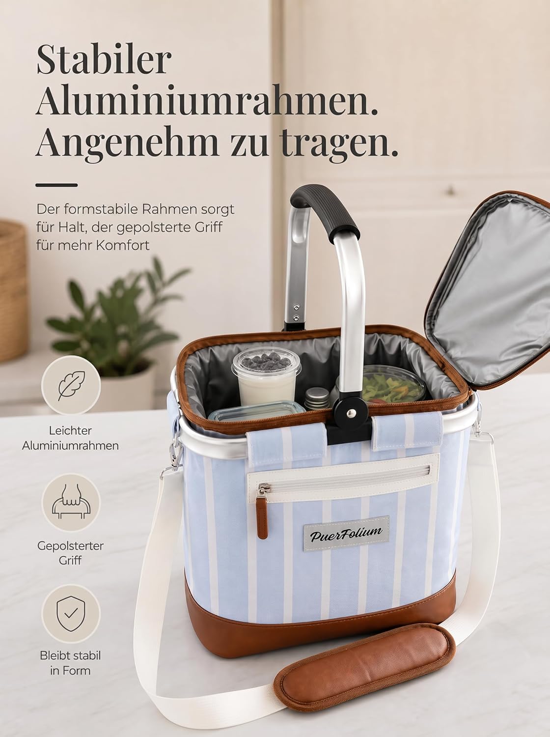 Faltbare Isolierte Kühltasche mit Deckel, Blau