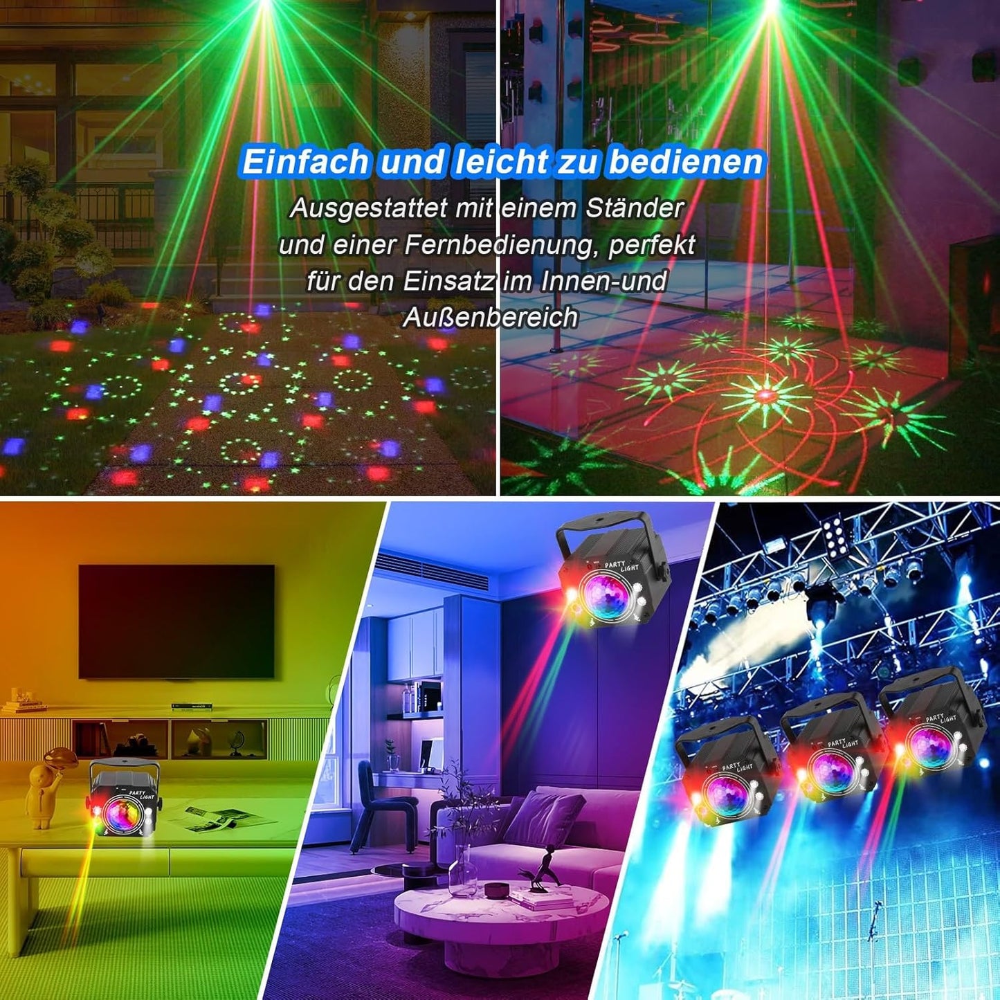 3 in 1 Musikgesteuertes Partylicht R11 mit Fernbedienung