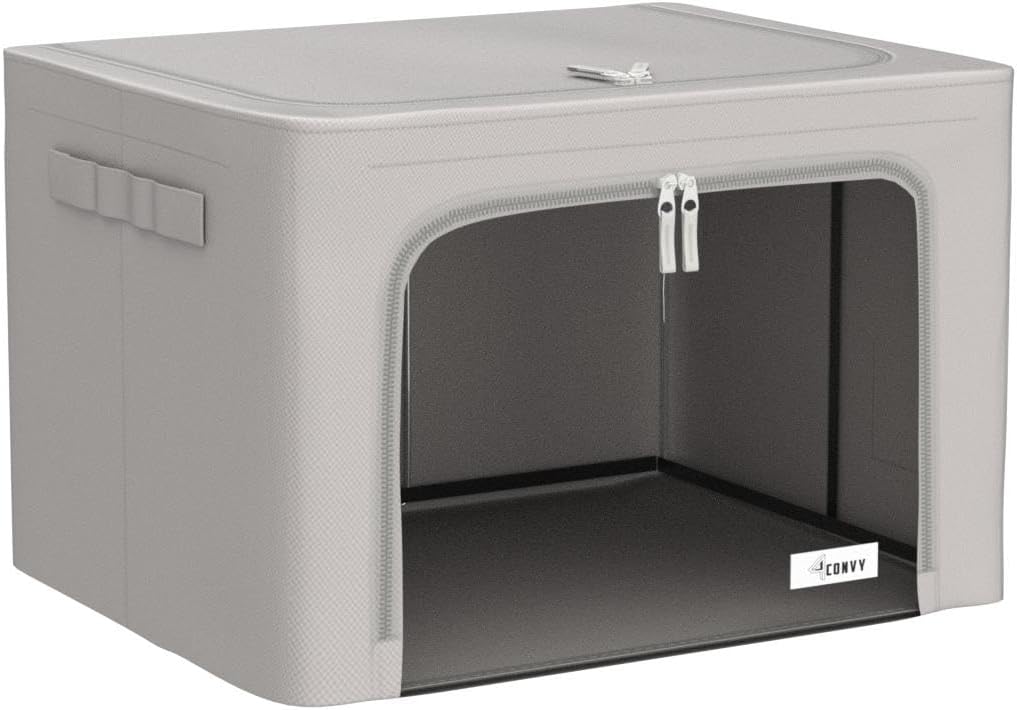 Kleideraufbewahrungsbox faltbar mit Reissverschluss (3 Stück), Grau 3x66L