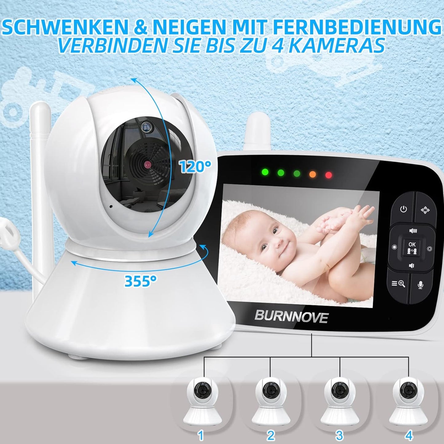 Video Babyphone mit Kamera und Nachtsicht, Set