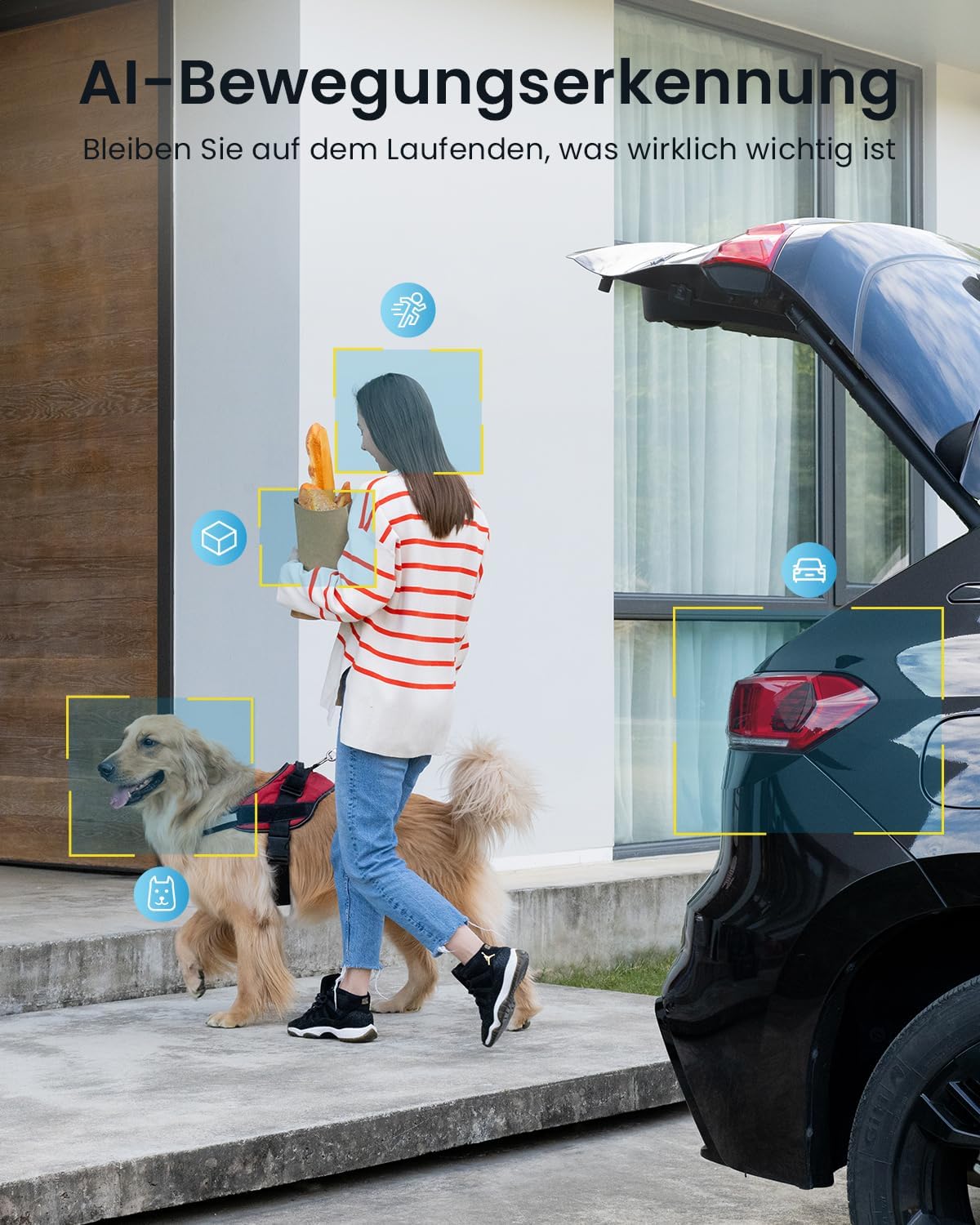 2K Solarpanel Überwachungskamera-Set (Kabellos, 2 Stück), Schwarz 2pcs