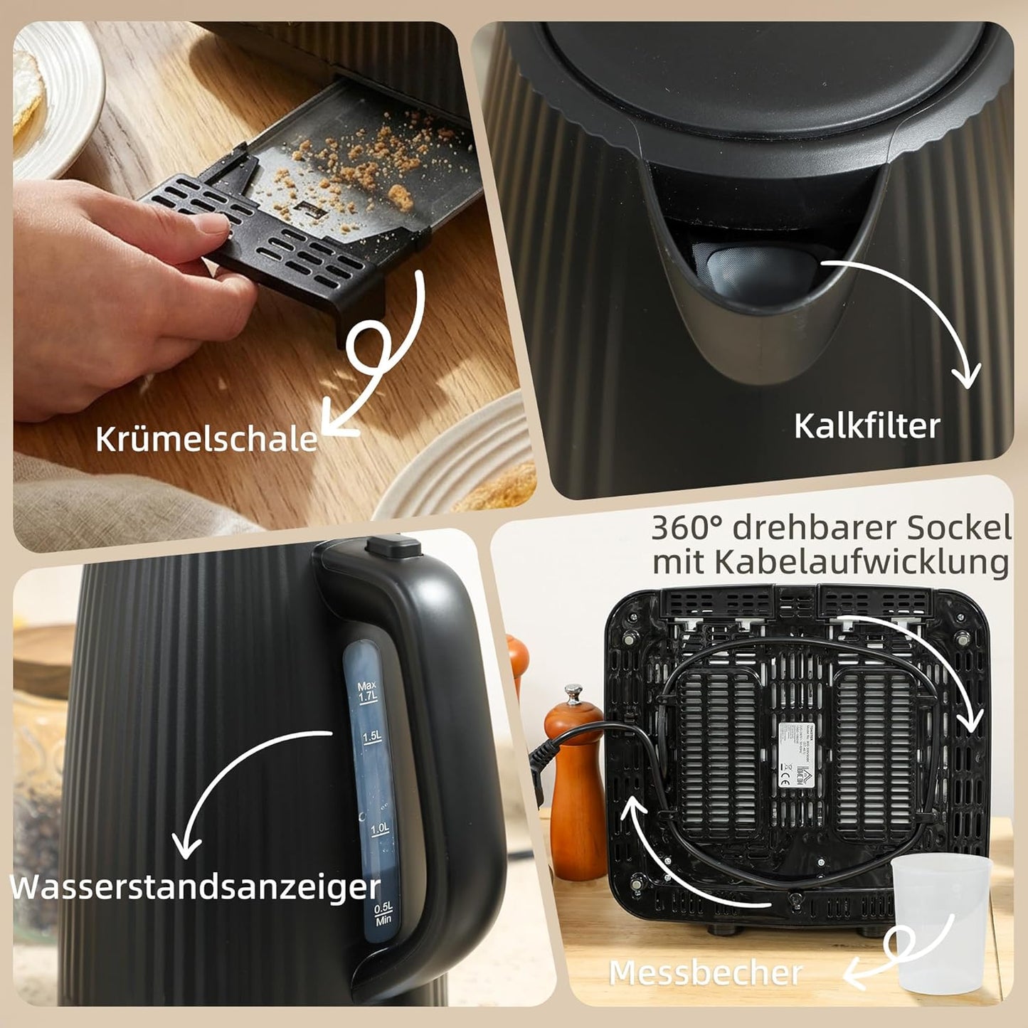Frühstücksset mit Wasserkocher, Toaster und Eierkocher