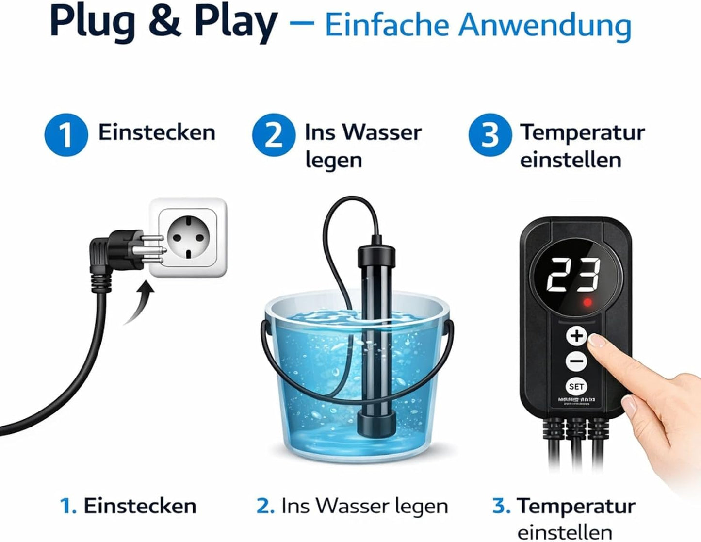 Regelbarer Heizstab für Grow-Boxen, 200 Watt