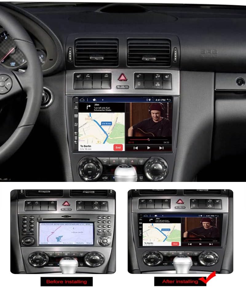 Autoradio Android 13, 9 Zoll für Mercedes-Benz C-Class
