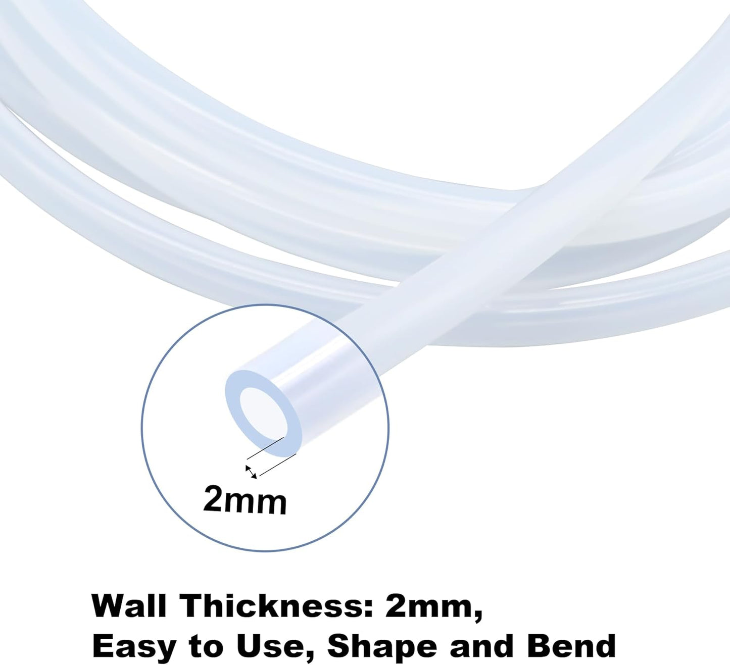 Lebensmitteltauglicher Silikonschlauch, 8m 2mm ID x 6mm OD