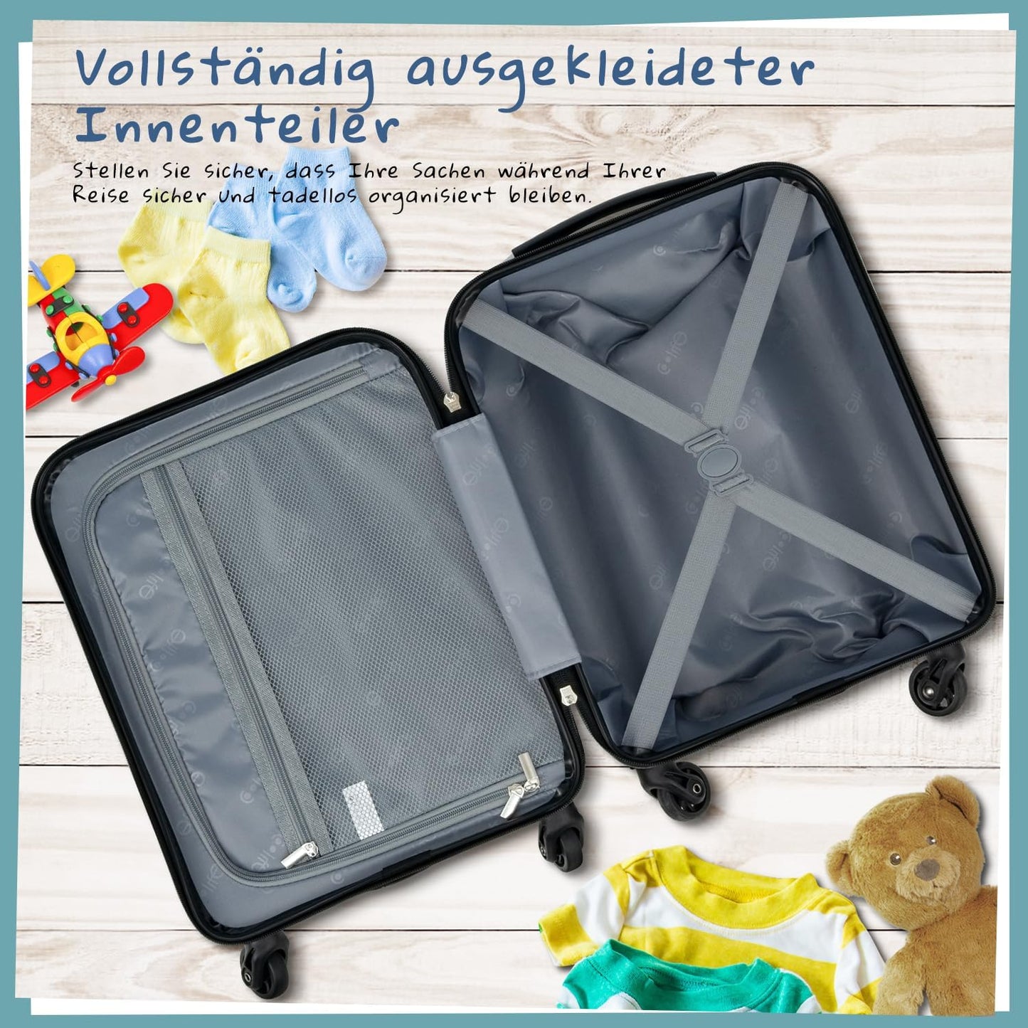 Kinderkoffer-Set mit Rucksack, Koffer-Set 5-tlg Monster