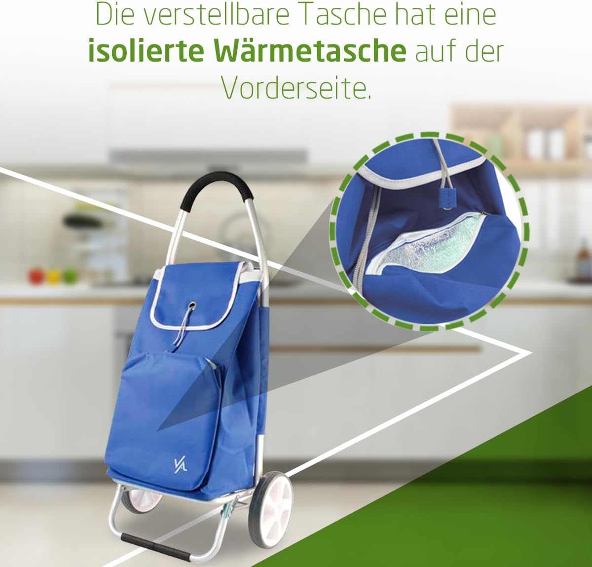 Einkaufstrolley mit Thermofunktion, Blau