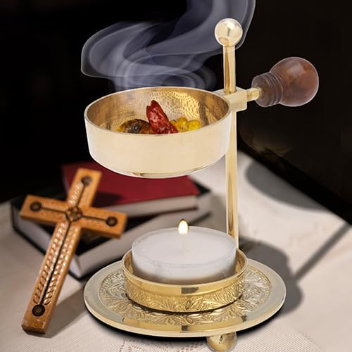 Räucherstövchen, Holzgriff-gold