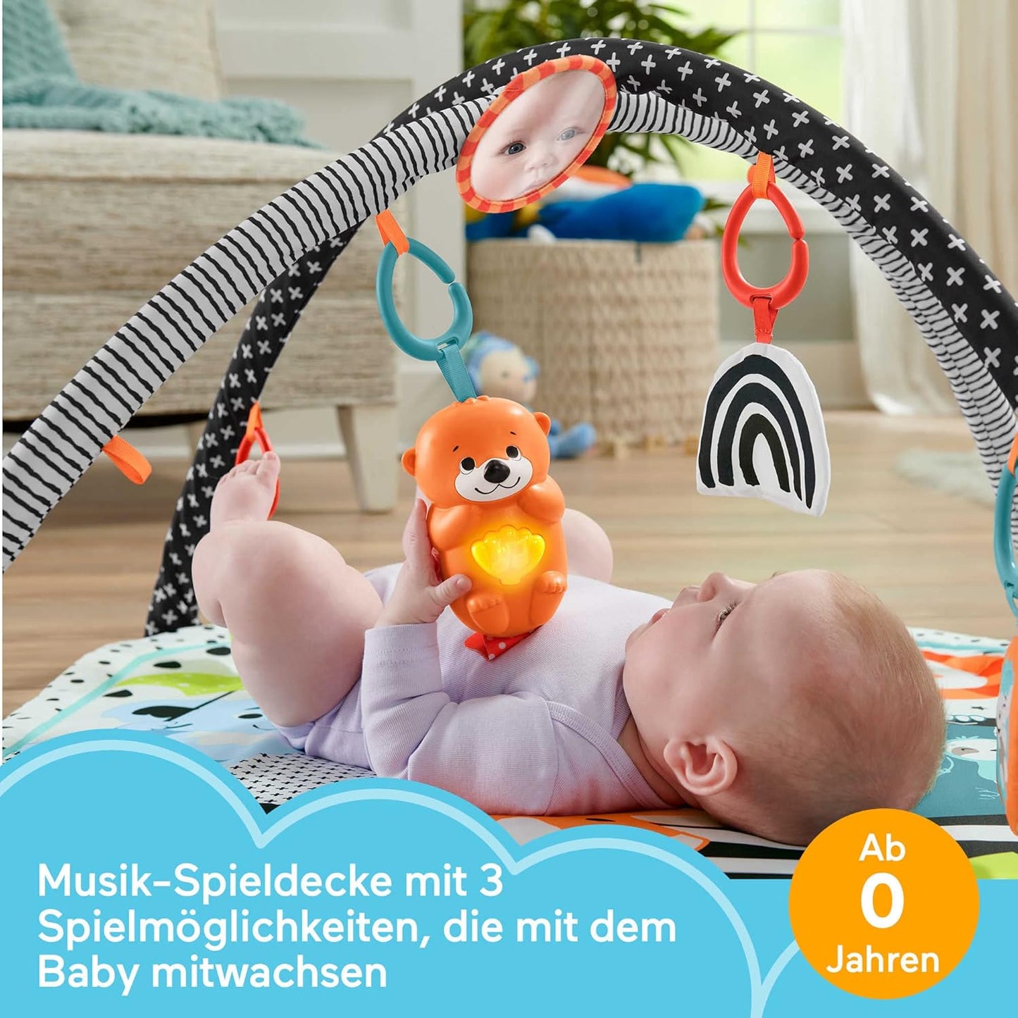 Tierfreunde Kontrast-Spieldecke, Spielbogen mit Musik und Licht, Deluxe Kick