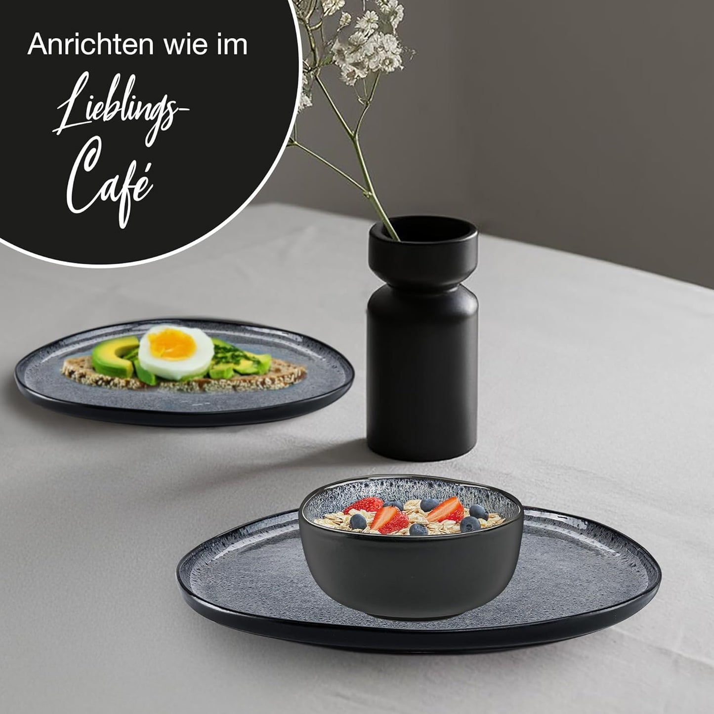 6-teiligs Müslischalen-Set, Grau Schalen (6x)