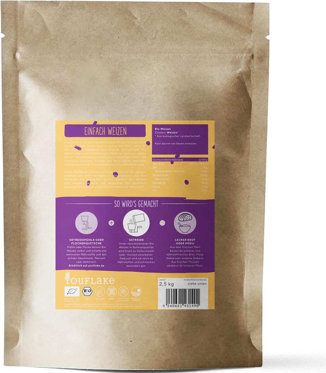 Getreidemühle Lino 100 inkl. 2.5 kg Bio Weizen, Mockmill Lino 100 + 2,5 kg Bio Weizen