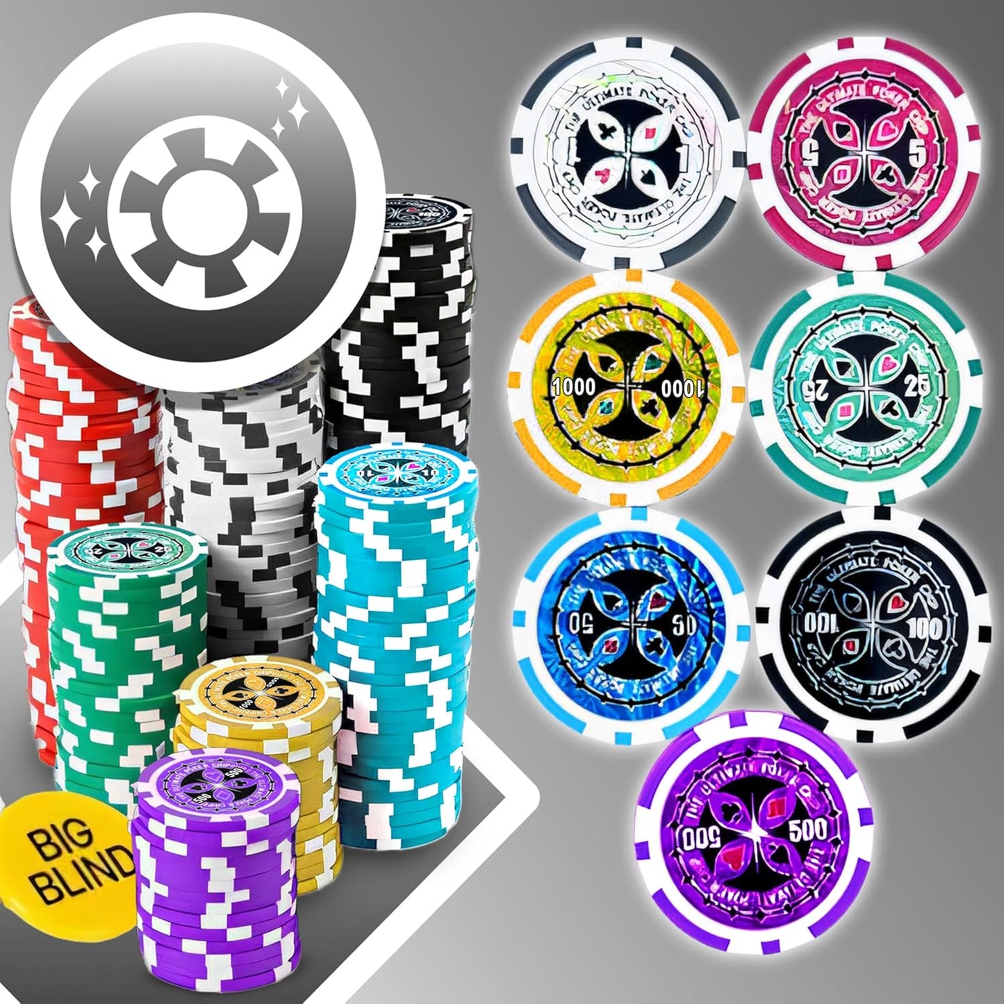 Pokerkoffer Set mit 500 Chips und Zubehör