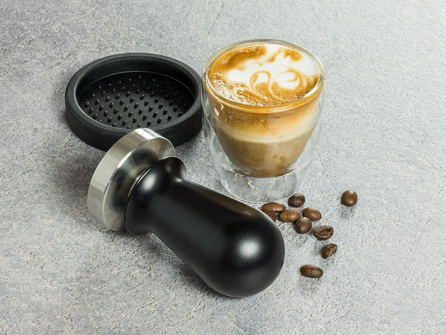Espresso Tamper mit Matte, Barista Edition, Schwarz ∅ 58 mm