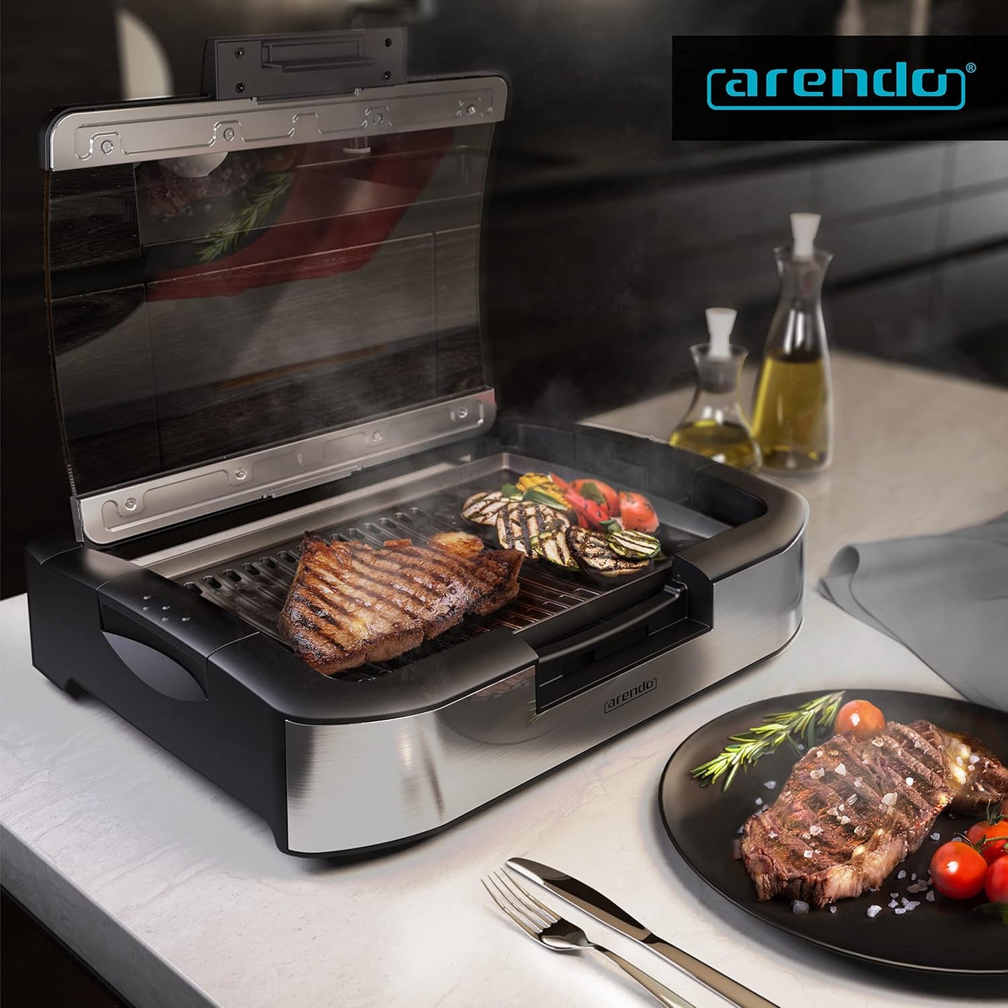 Gourmet Tischgrill - Elektrogrill mit Glasabdeckung
