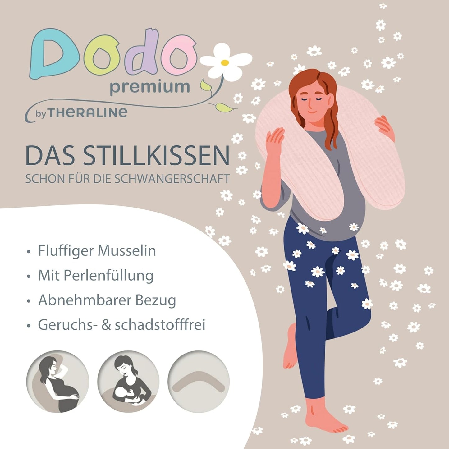 Still- & Schwangerschaftskissen Dodo Pillow Premium, Sandbeige