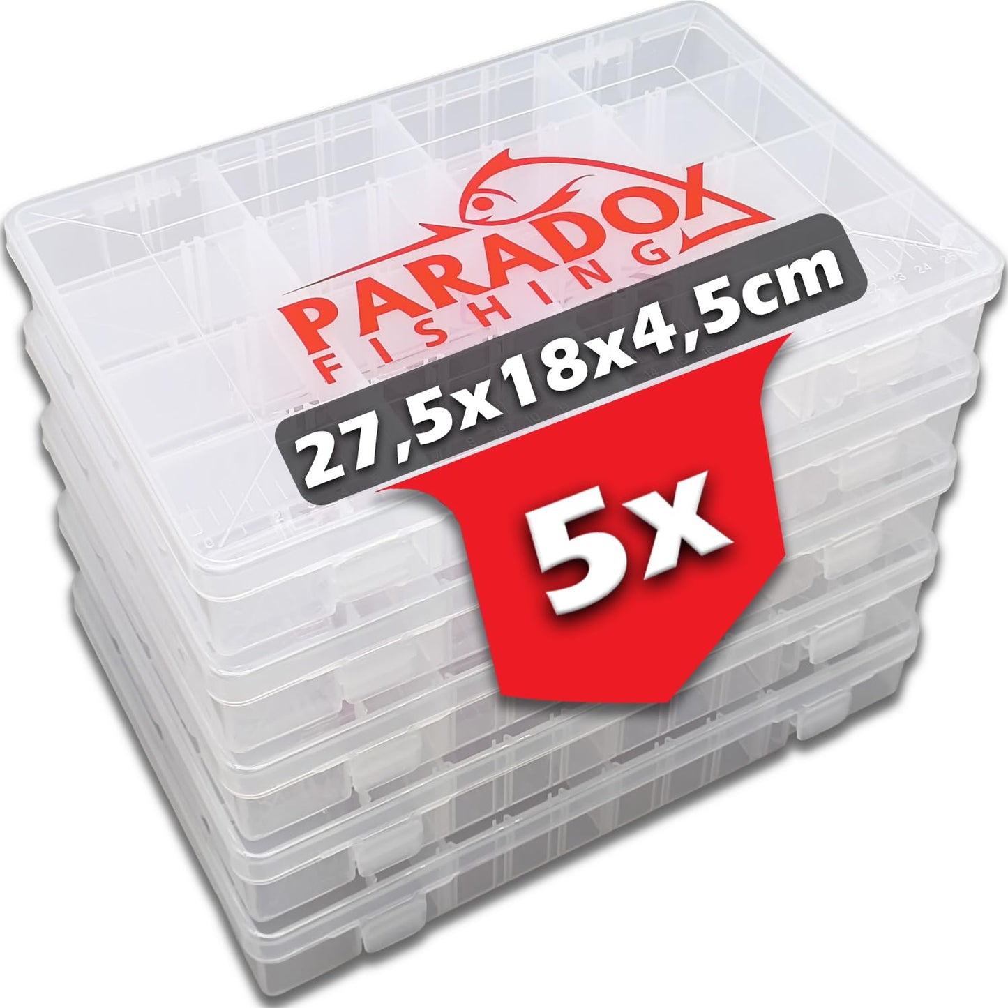 5er-Set Köderboxen-Set für Angeln, 5x normale Box