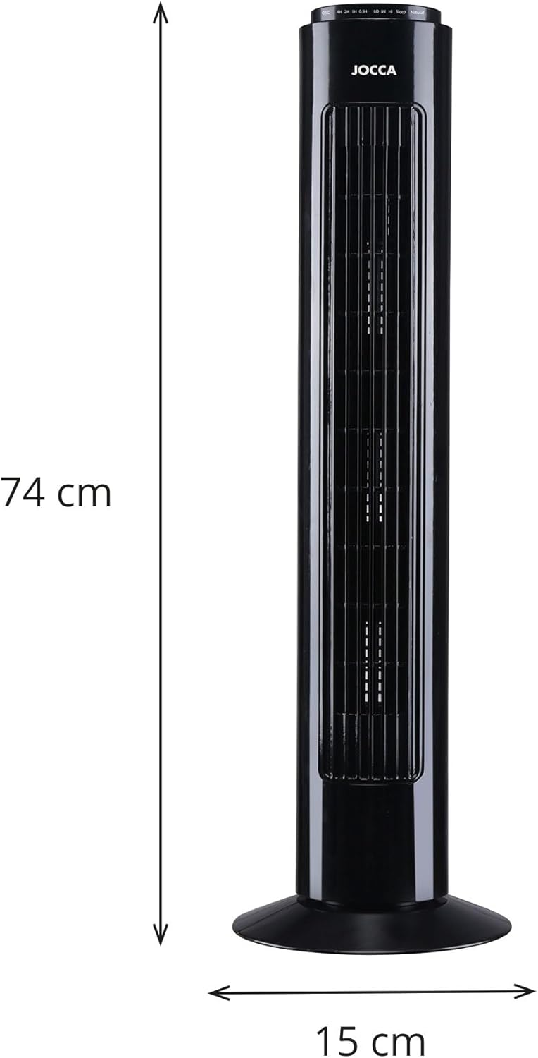Turmventilator mit rundem Sockel, Schwarz 50 W