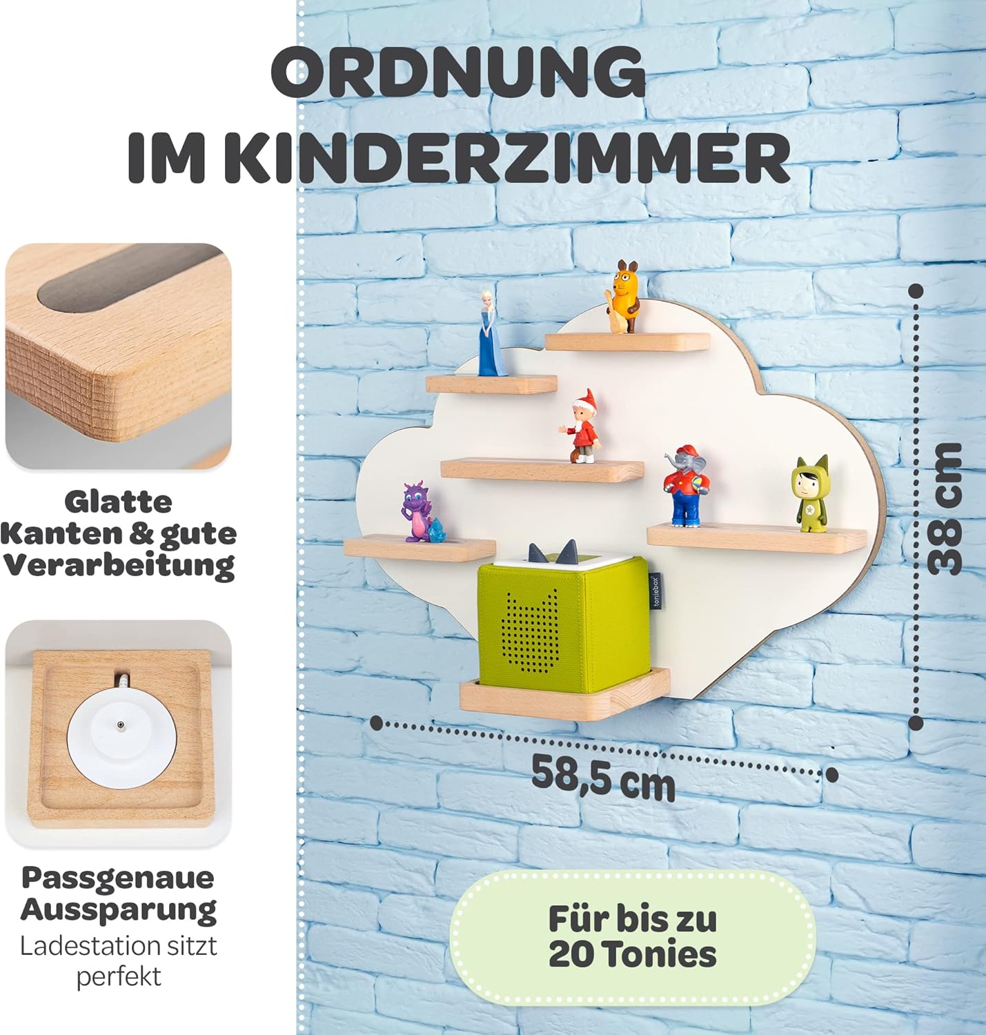 Tonie Regal Wolke für 20 Figuren und Toniebox, Weiß