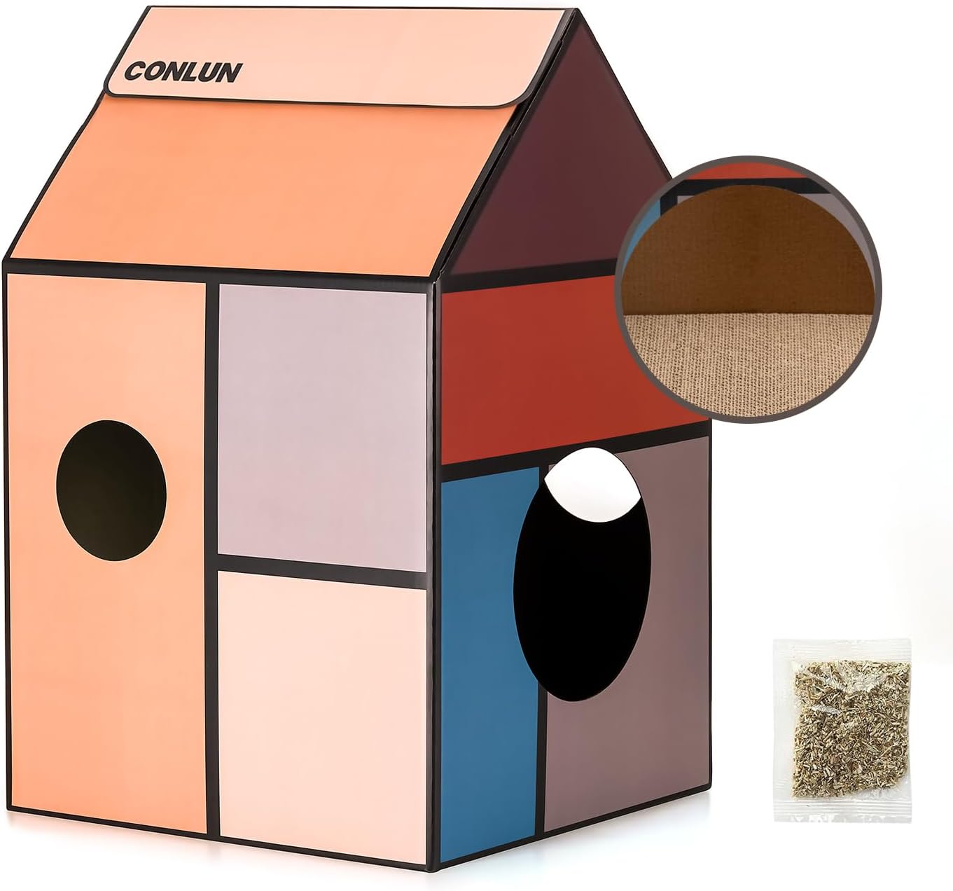 Katzenhaus mit Kratzbrett & Katzenminze, Geometrische Mittel