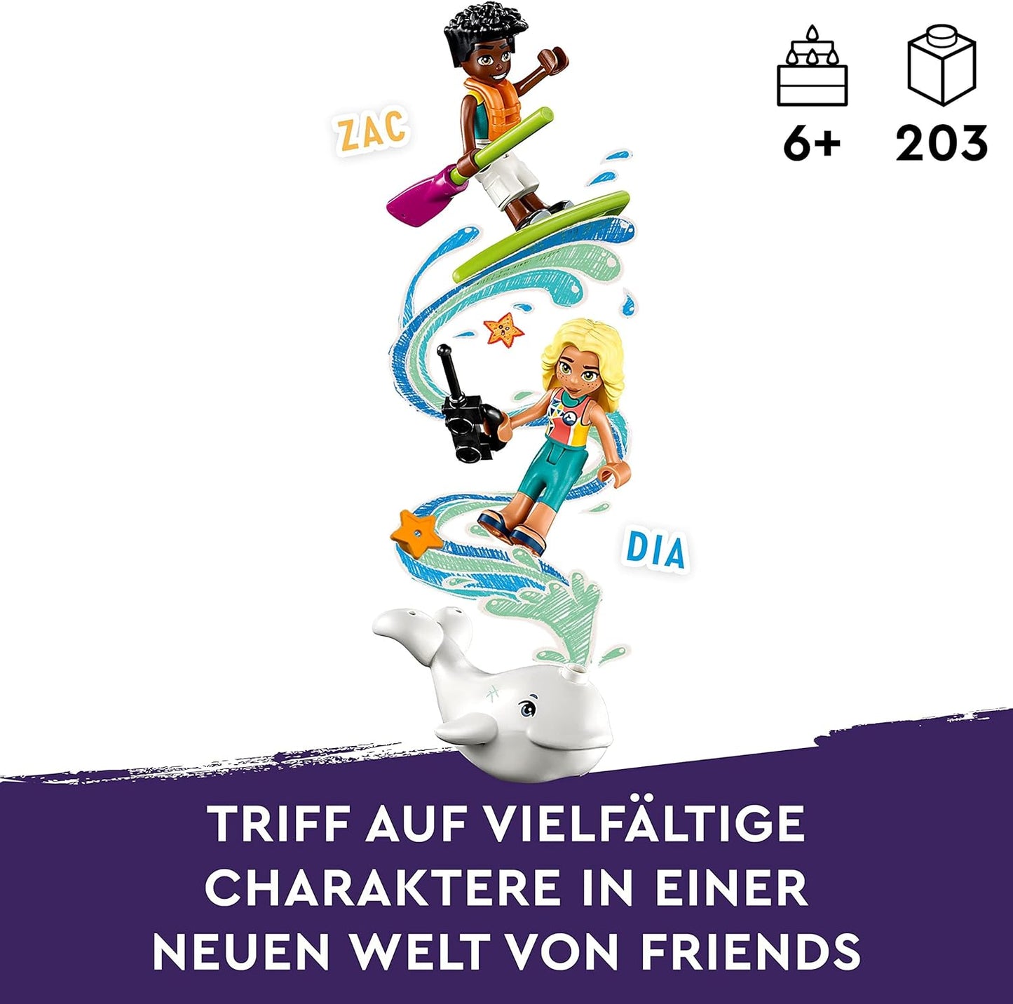 Seerettungsflugzeug mit Wal-Figur und Mini-Puppen, Single