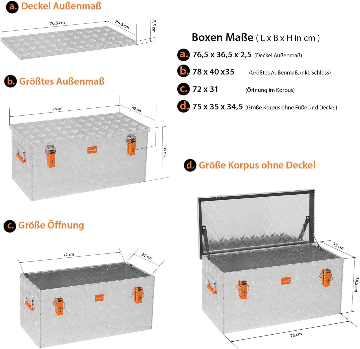 ABX-RL91 Riffelblech Werkzeugkiste aus Aluminium, 091 Liter