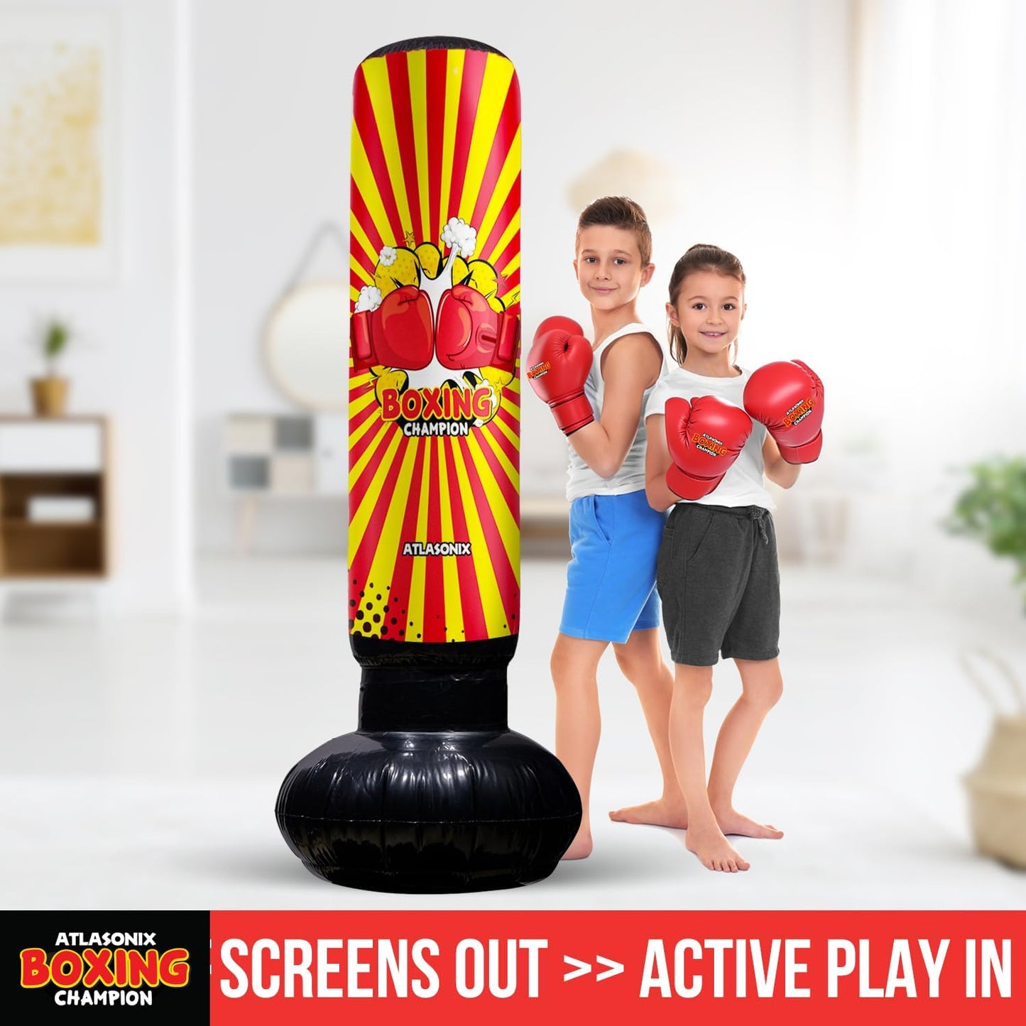 Aufblasbares Boxspielzeug, Gelb