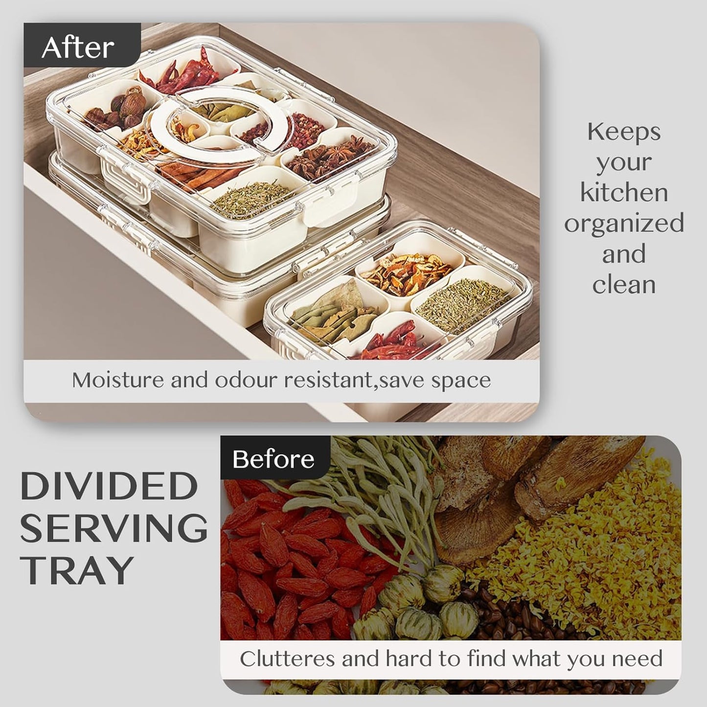 Snackbox Organizer mit 8 Fächern (2 Stück)