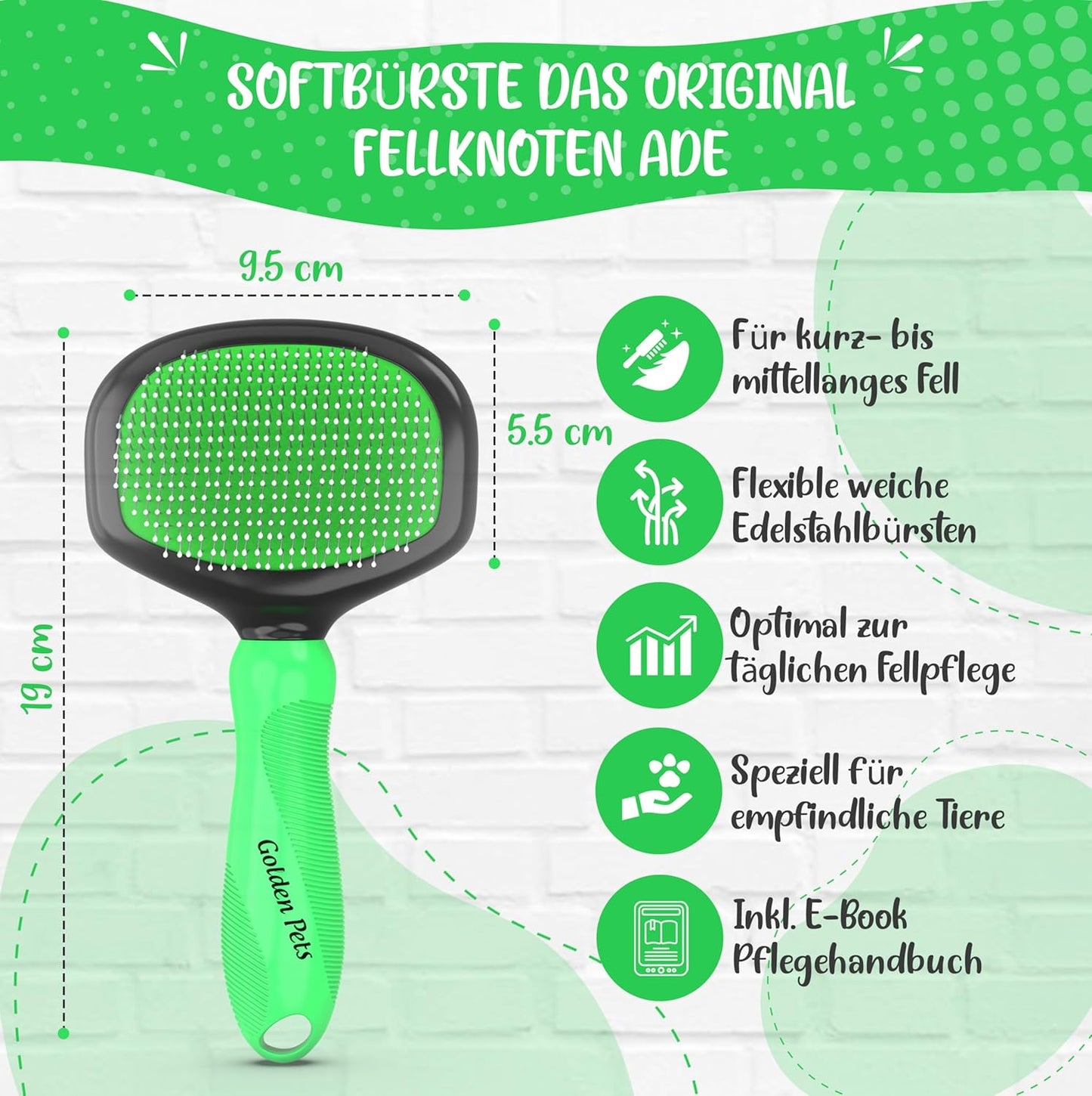 Softbürste für sanfte Tierfellpflege, Grösse M