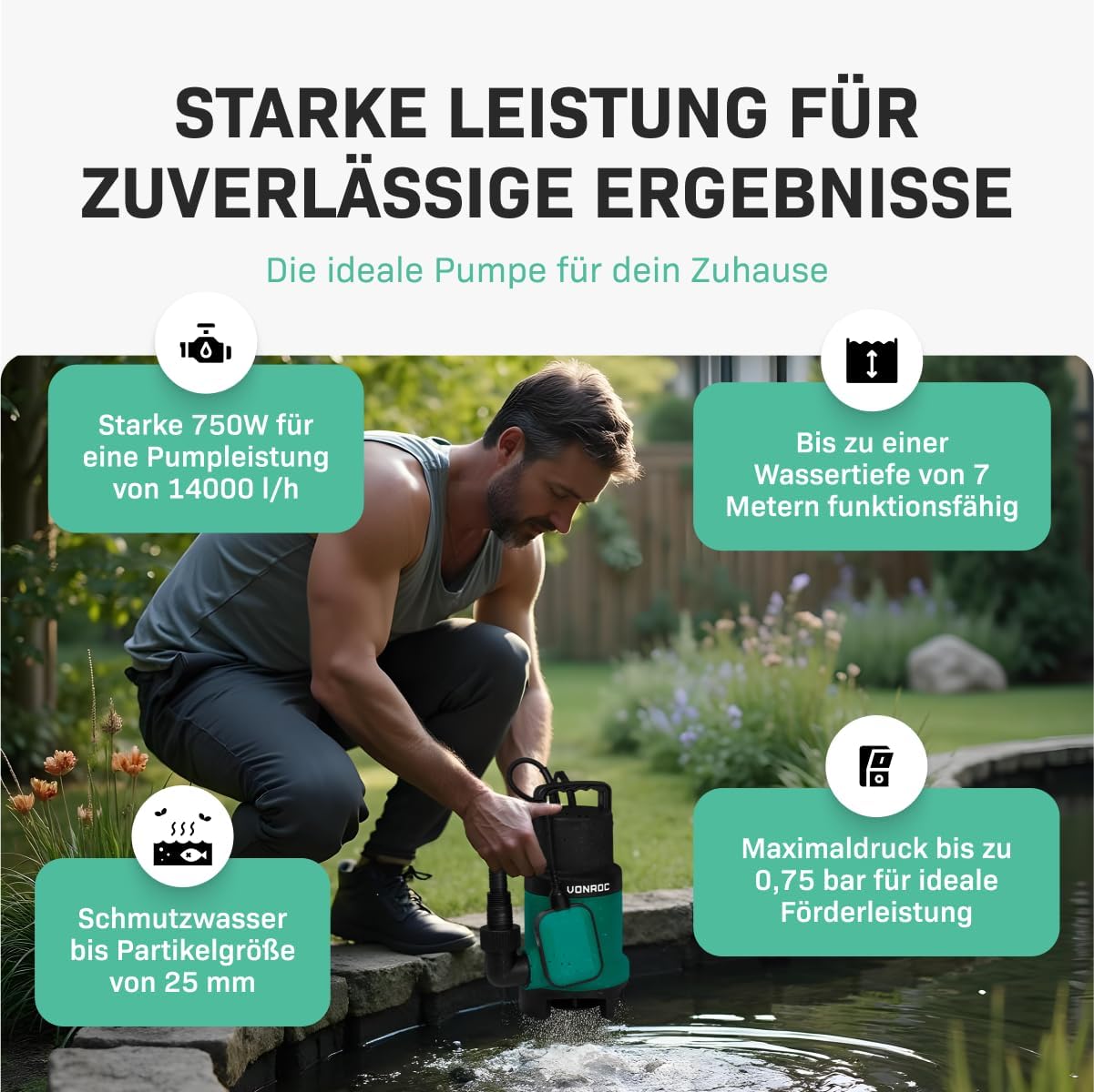 Tauchpumpe SP503AC für Schmutzwasser, 750W - 1400l/h