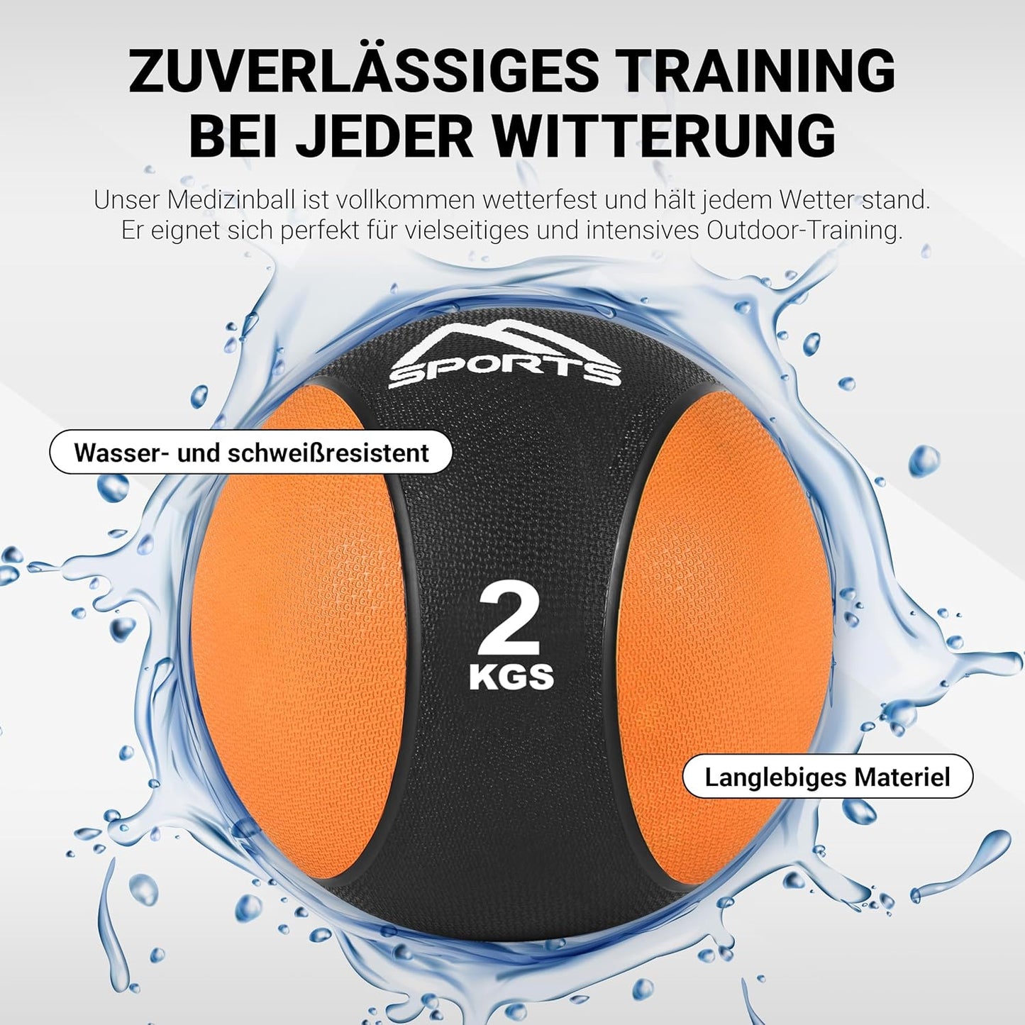 Medizinball, 2 kg - Orange
