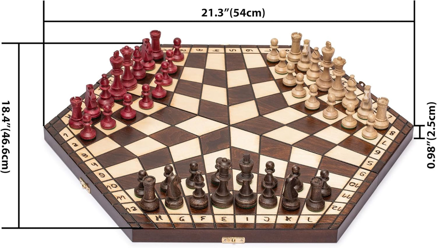 Holz-Schachspiel für drei Spieler, für DREI Spieler – 54 Zentimeter