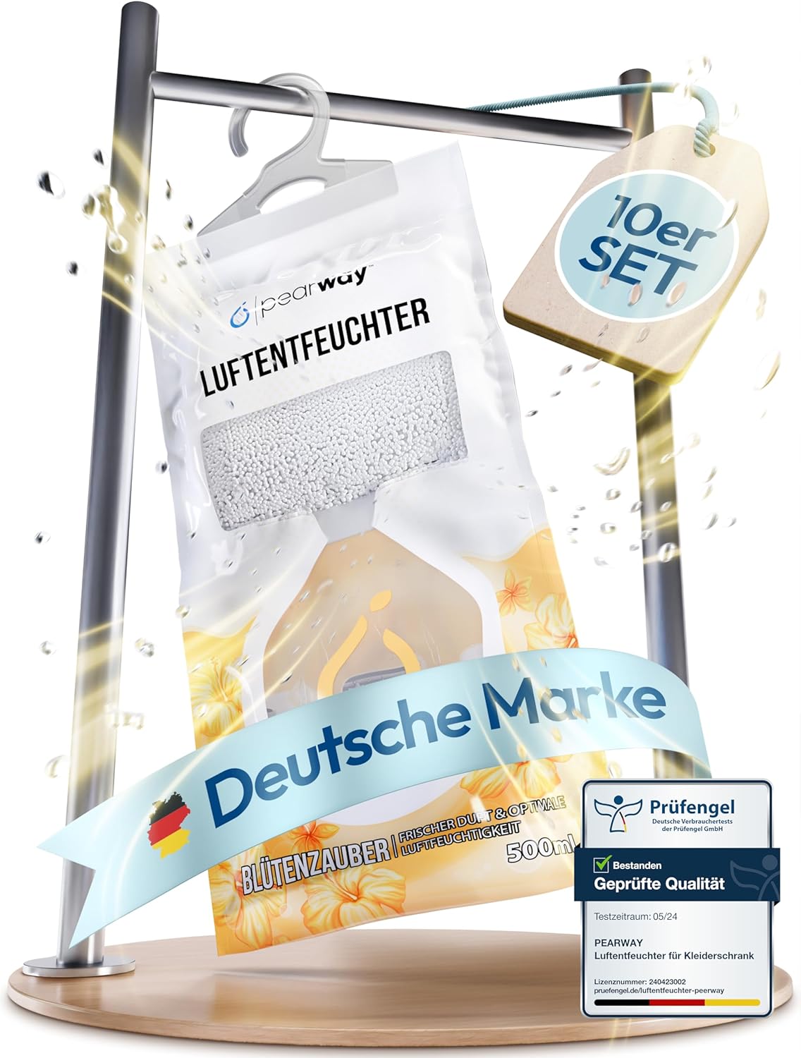 Luftraumentfeuchter zum Aufhängen, 10x 250g Blütenzauber
