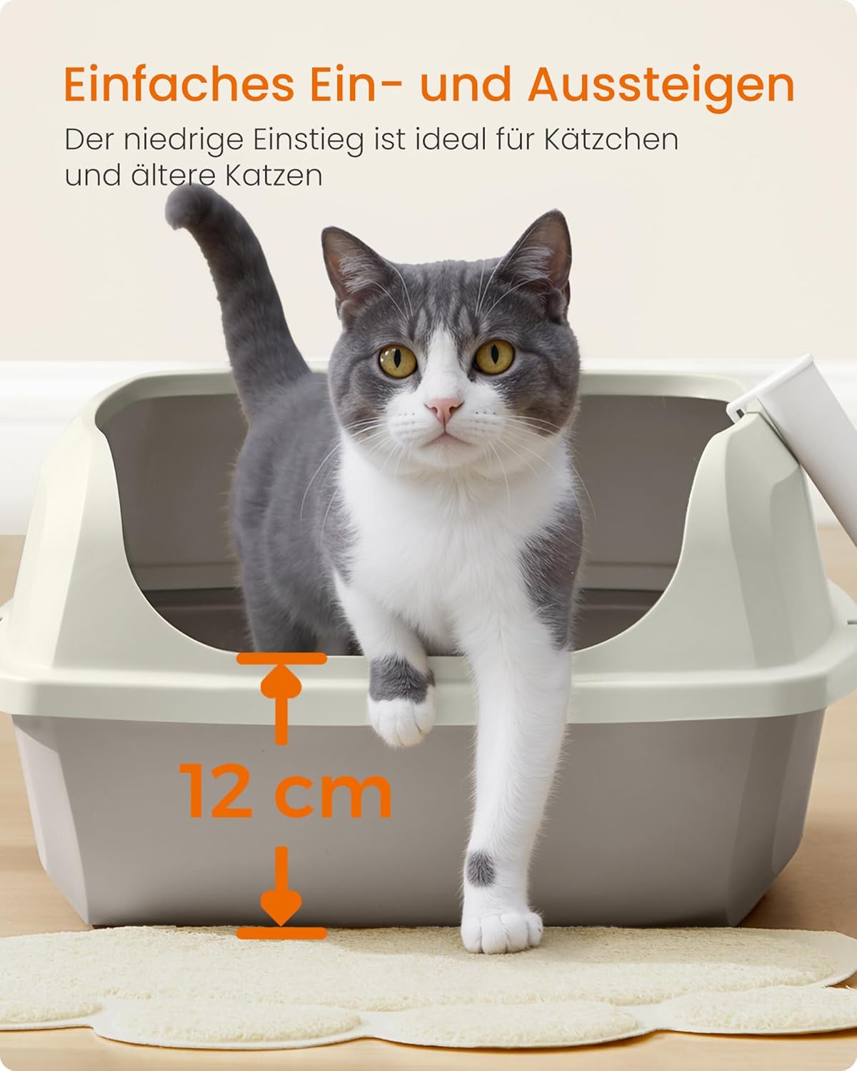Katzentoilette mit hohen Seitenwänden XL, offen, cappuccinobeige XL (50,5 x 37,5 x 19,5 cm) offen