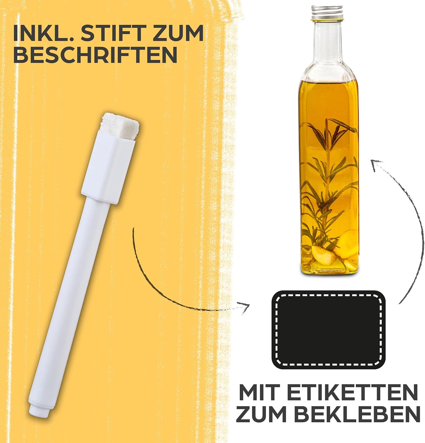 6er-Set Glasflaschen, 6x 500ml