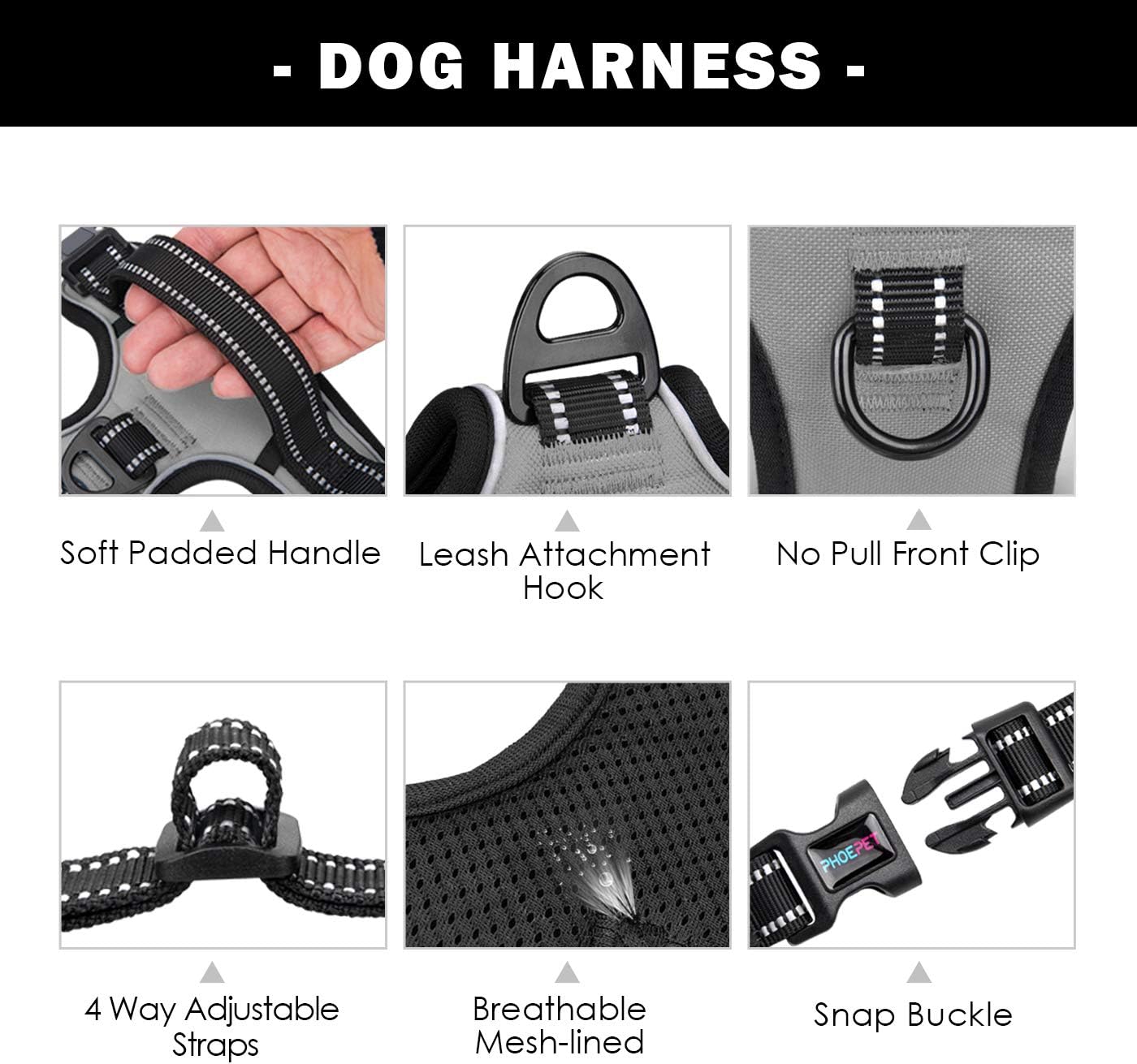 Reflektierendes Anti-Zieh-Hundegeschirr, Medium