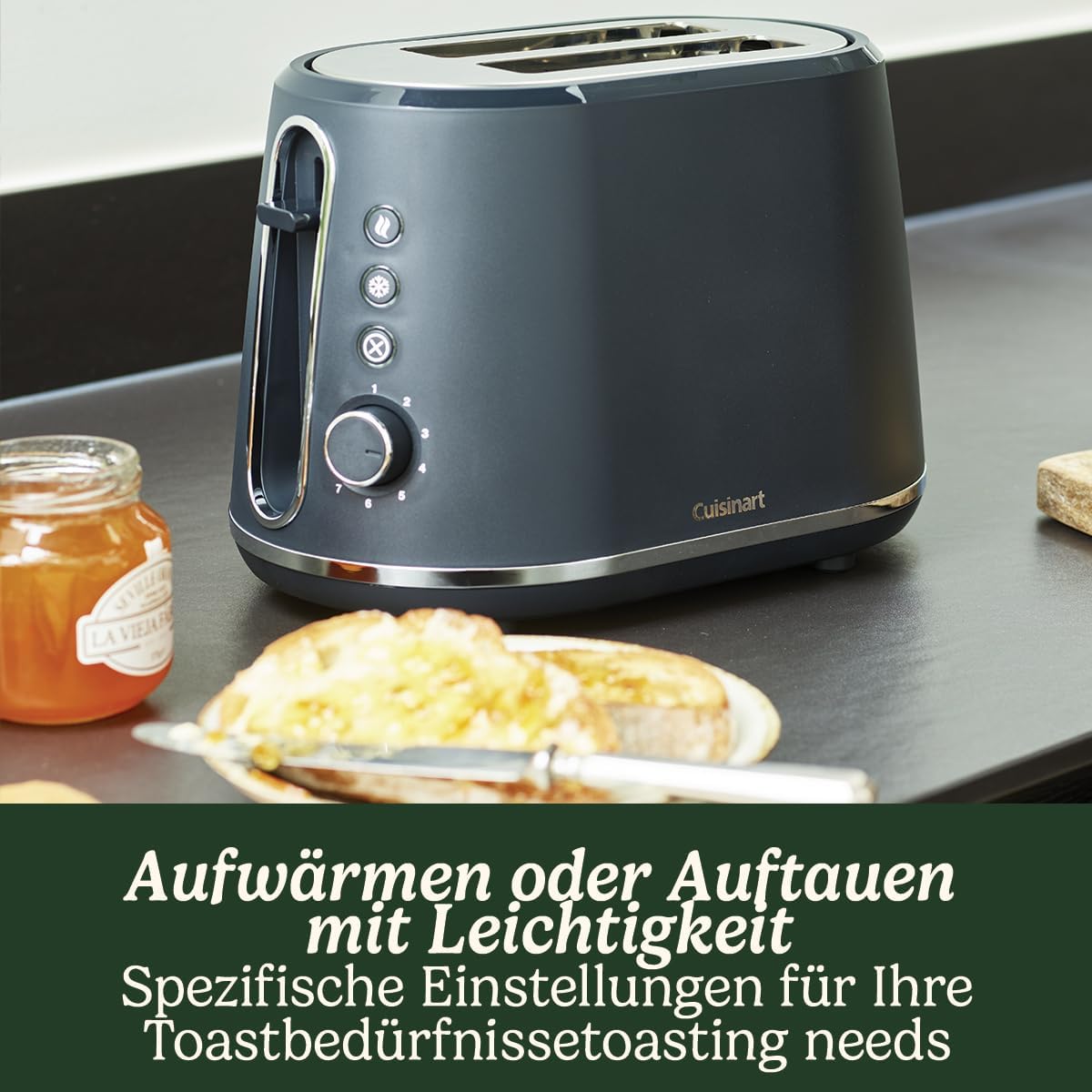 2-Scheiben-Toaster mit extra breiten Schlitzen, Grau 2-Scheiben