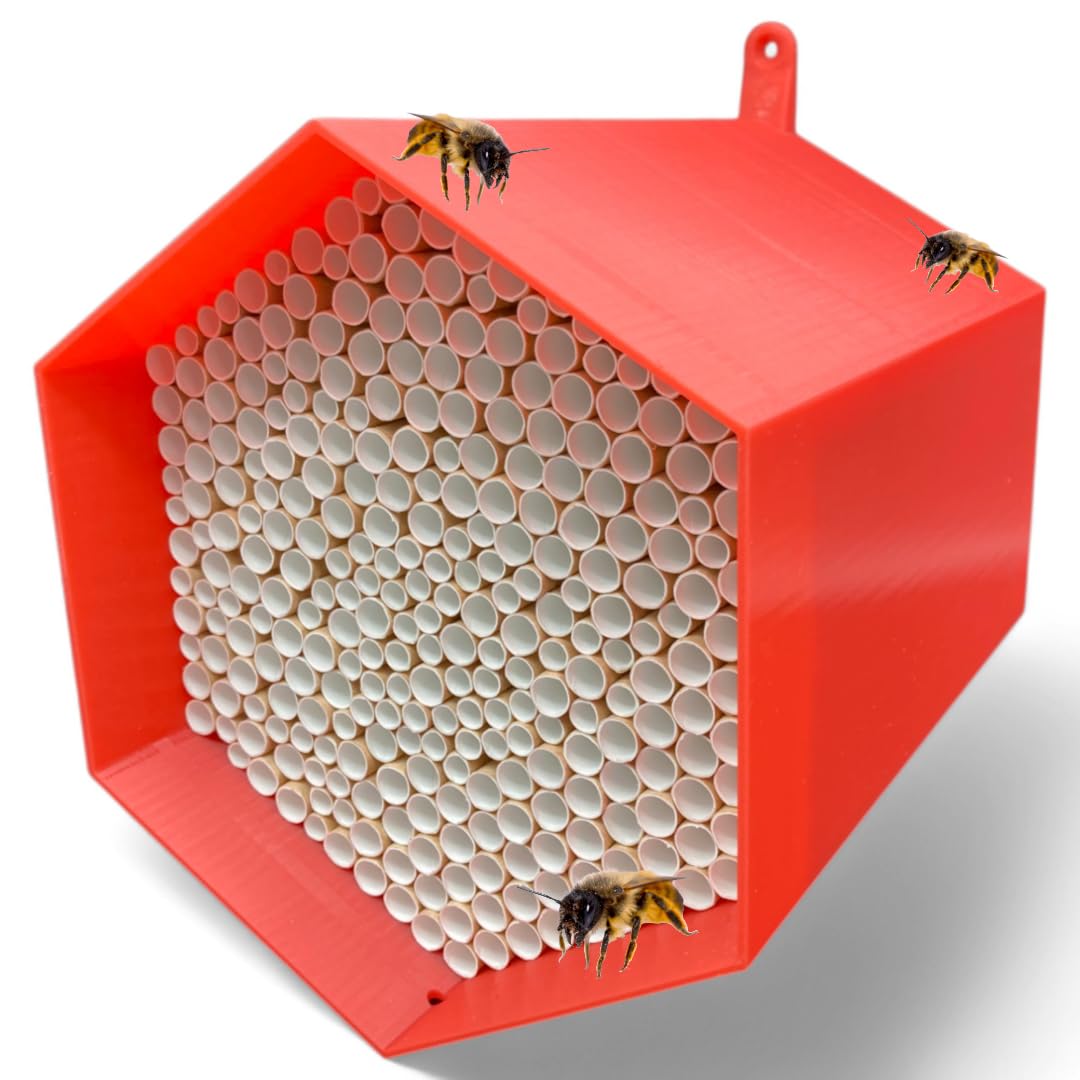 Wildbienen-Nisthilfe mit 300 Nisthülsen, Rot ca. 300 Niströhren