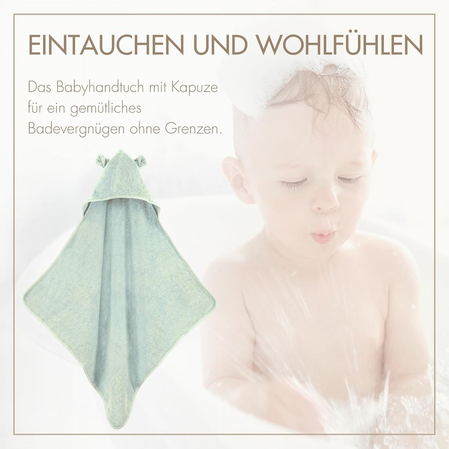 Kapuzenhandtuch mit Ohren, Mint Kapuze mit Ohren