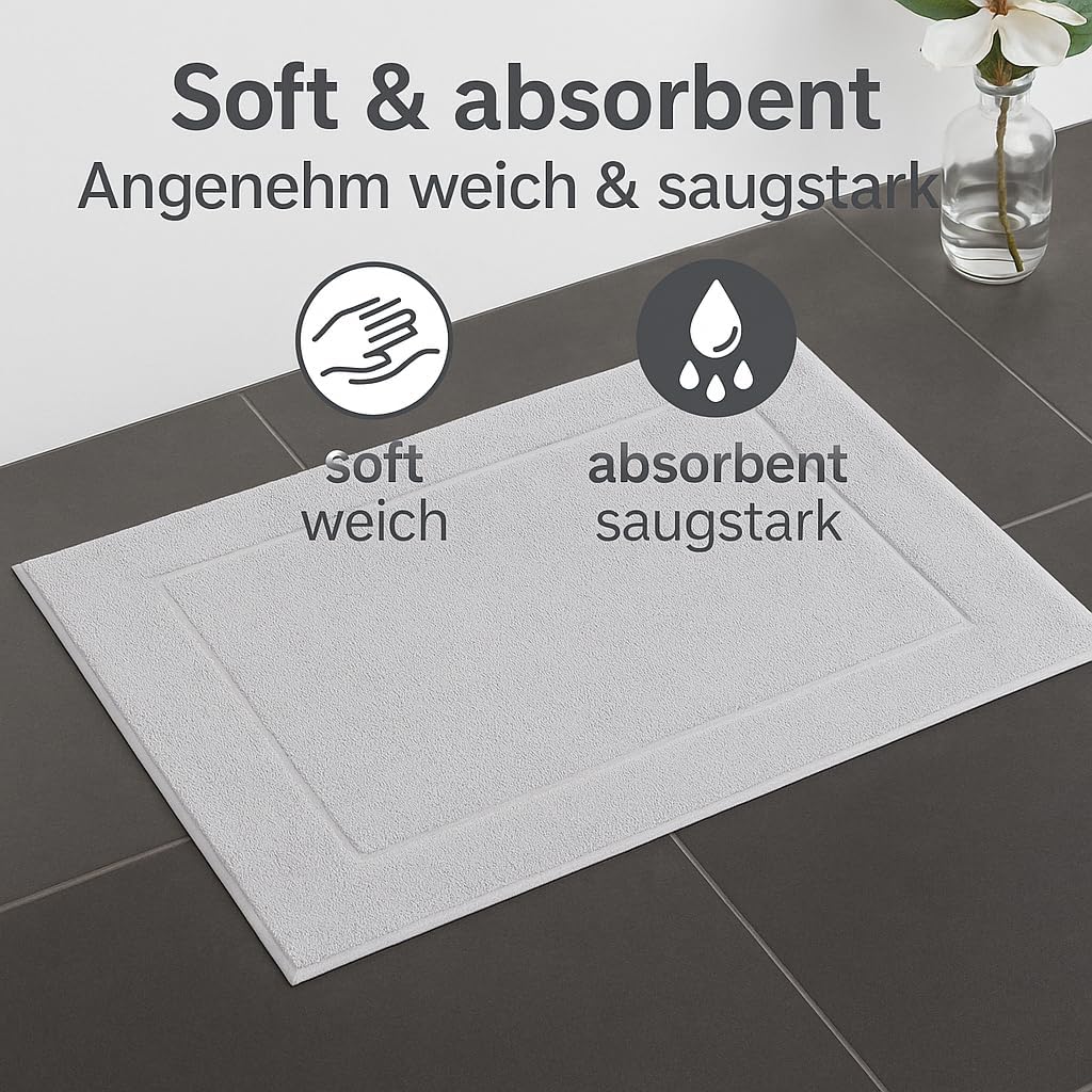 2er-Set Badematten, 50x70 cm, 2x Badvorleger Silbergrau