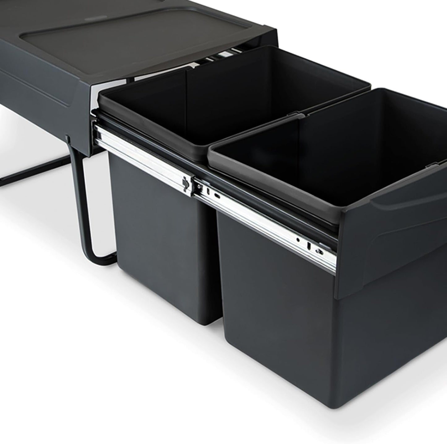 Recyclingbehälter mit Handauszug, Schwarz 2x15 L Küchenabfallbehälter (Bodenbefestigung)