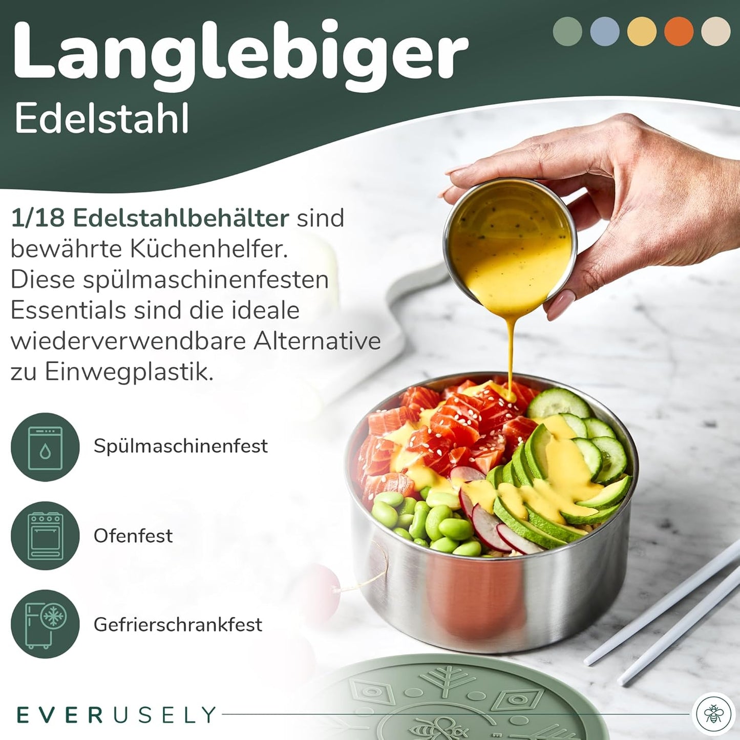 5er-Set Snackboxen mit Deckel, Muted