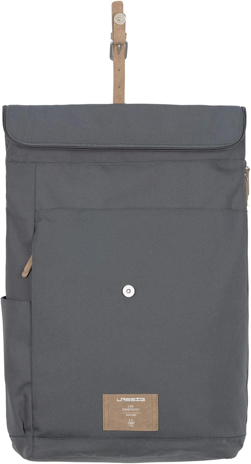 Rolltop Wickelrucksack mit Kinderwagenbefestigung, Dunkelgrau