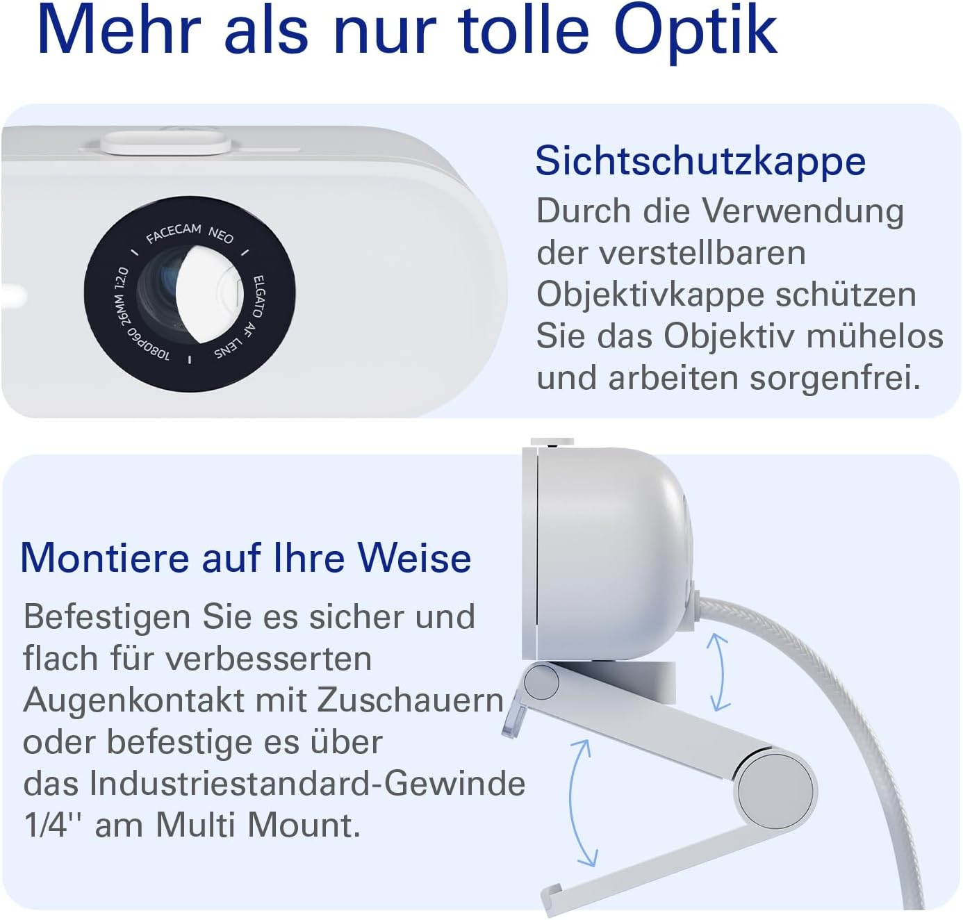 Facecam Neo Full HD-Webcam mit Sichtschutzkappe, Lichtkorrektur, Facecam Neo